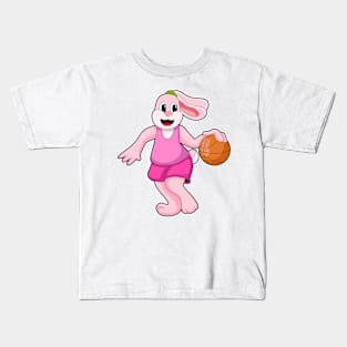 Rabbit at Basketball Sports Kids T-Shirt